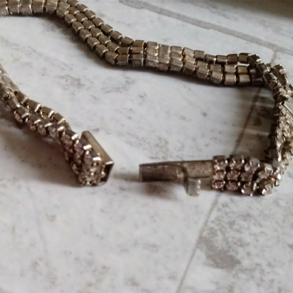 VINTAGE SILVER BRACELET WITH CRYSTAL ACCENTS - Picture 3 of 4